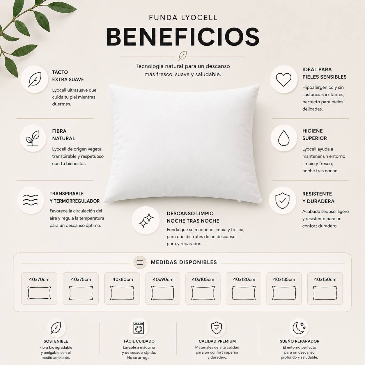 Funda almohada impermeable transpirable puesta en almohada | Somnilux PureSkin