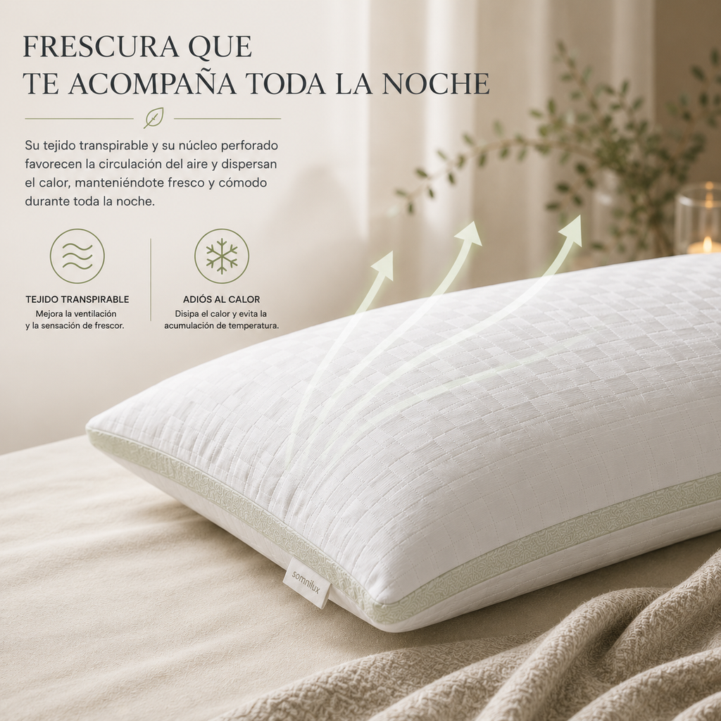 Almohada ergonómica de espuma viscoelástica con efecto frío | Somnilux