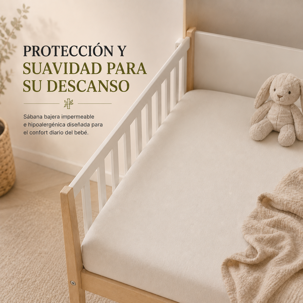 Sábana bajera impermeable y transpirable para cuna | Somnilux BabyCare Lyocell
