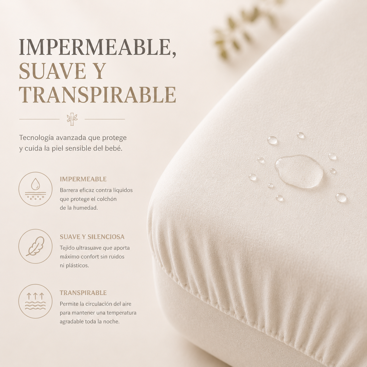 Sábana cuna impermeable Lyocell suave para bebé | Somnilux BabyCare