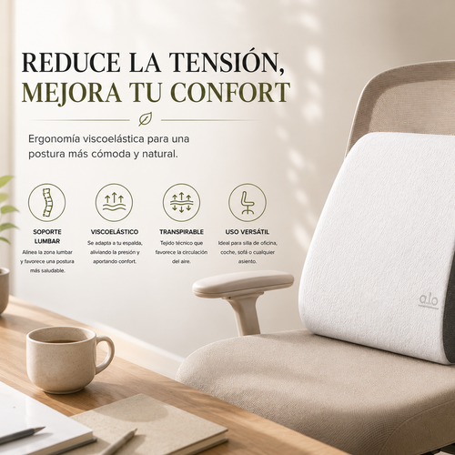 Respaldo lumbar viscoelástico ergonómico con Aloe Vera | Somnilux Ergo Aloe