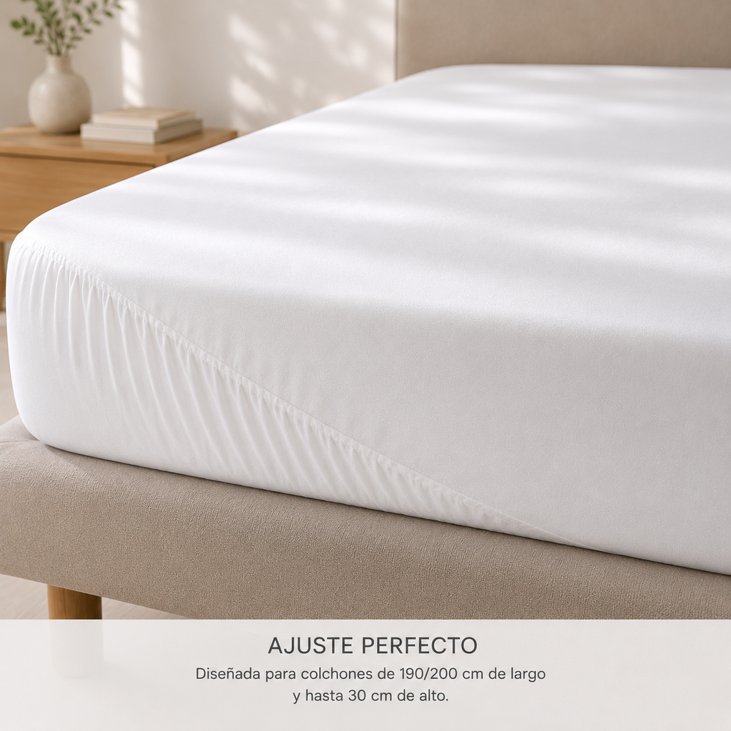 Sábana bajera impermeable puesta en cama 190cm | Somnilux PureSkin